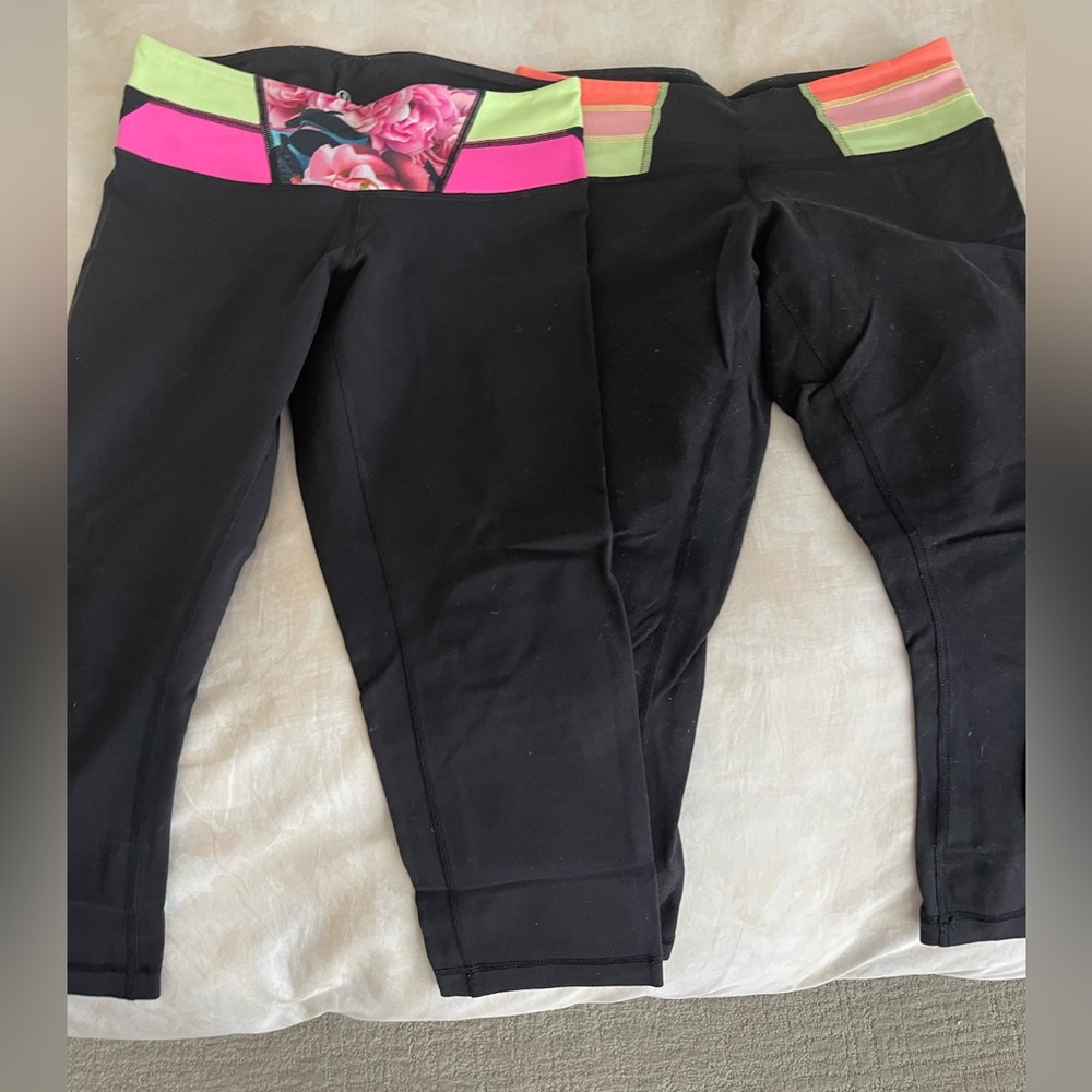 Two pairs of lululemon 23” color band leggings